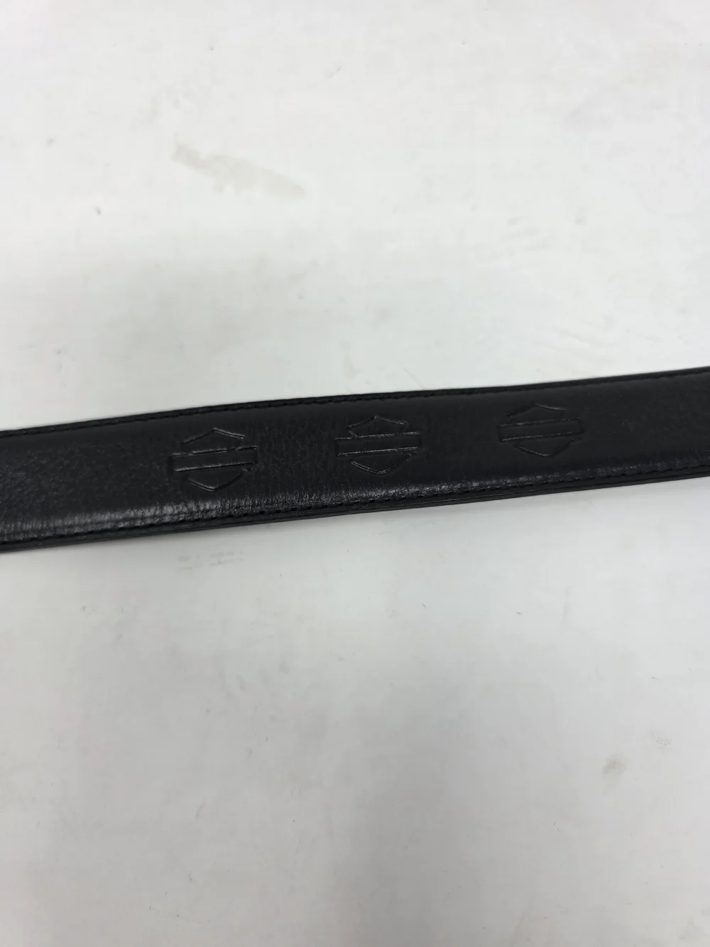 Harley Davidson Embossed Bar Shield Black Leather Belt Strap Womens Large